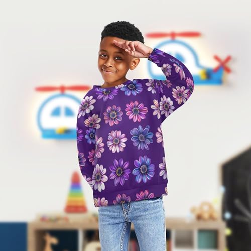 JUNZAN Safari Osteospermum Purple Big Girls Sweatshirt Hoodie Long Sleeve Hoodie for Boys Sports 4T4