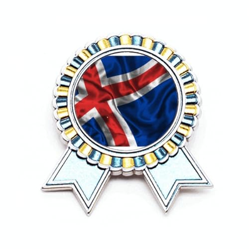 Broche en soie drapeau Islande en métal M, accessoire luxe fait main