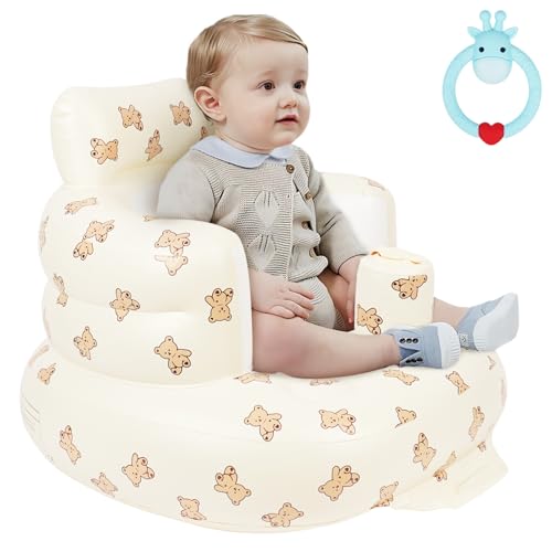 Image of AYESY Baby Inflatable Seat, Inflatable Baby Chair for Babies 3 Months and Up Built in Air Pump Infant Back Support Sofa Toddler Chair for Sitting Up, Quick Inflate
