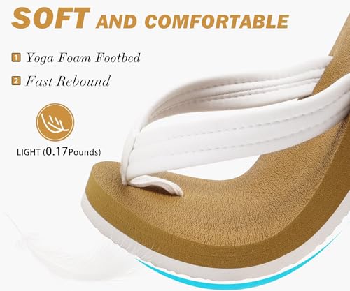Image of KuaiLu Womens Arch Support Flip Flops Ladies Comfort Lightweight Soft Yoga Mat Cushion Walking Thong Sandals