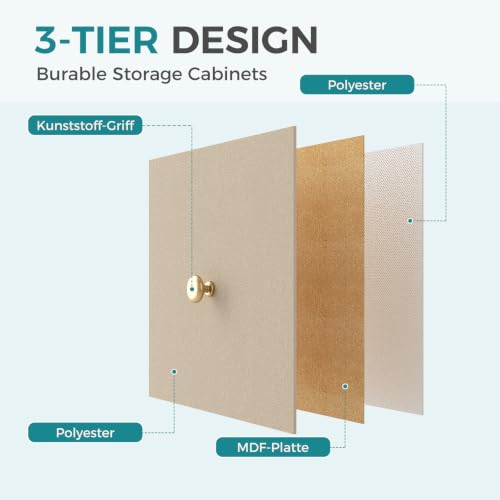 Image of OLIXIS 8 Drawer Storage Dresser for Bedroom, Closet Organizers Units, Khaki | Fabric Dresser with Wooden Top, Chest of Drawers Clothes Storage, Tower Cabinet, TV Stand Furniture
