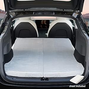 TESCAMP Campingmatratze für Tesla Model Y CertiPUR Memory Foam Matratze, Aufbewahrungstasche und Bettlaken im Lieferumfang enthalten, tragbar, faltbar, platzsparend, Doppelgröße