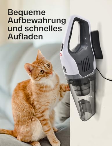 Handstaubsauger, Leistungsstarker, Tragbarer, Leichter, kabelloser Handstaubsauger Akku mit 25–30 Minuten Langer Laufzeit, Wiederaufladbarem Akku und Schnellladung für Auto, Teppich, Treppe, Tierhaare