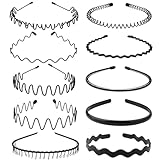 KELUBATU Metal Headbands for Men, Wavy Headband Perfect for Daily Hair Management, Workout, Running & Face Washing (10 Pack)