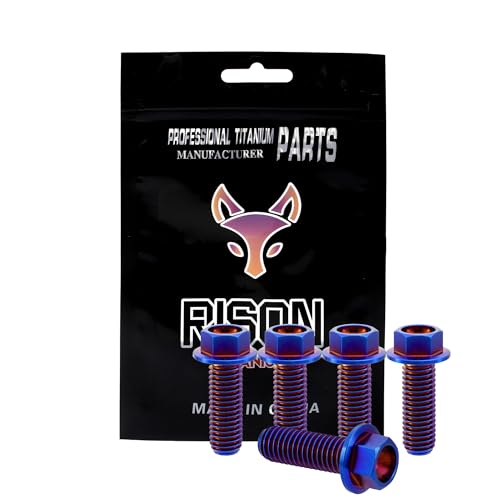 Image of Rison Titanium Flanged Hex Head Bolt - M8x1.25x20mm, 6AL4V Aerospace Grade Ti, Burnt Blue, Pack of 5