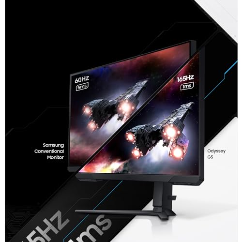 Samsung ODYSSEY G5 G51C 27'' 165Hz -1ms, Dalle VA, Résolution QHD 2,560 x 1,440, 3000 : 1, HDR10, AMD FreeSync Premium Pro, Display Port, USB & Pied Ajustable, HDMI