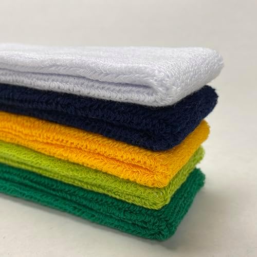 COUVER 4 Pack Terry Cloth Headbands- Multi-Color Athletic Headbands for Men & Women - Absorbent Cotton Hairbands for Sports & Gym