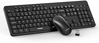 TECKNET Wireless Keyboard and Mouse Set, 2.4G Full-Size Ergonomic Cordless Keyboard and Mouse Combo with Nano USB Receiver, 12 Multimedia Shortcuts for PC / Laptop / Computer / Mac