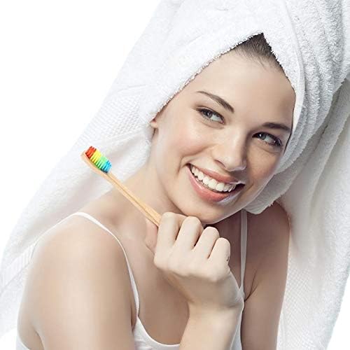 Adults Bamboo Toothbrushes 20 Pack, Soft Bristles Natural Wooden Toothbrush, Biodegradable Organic Handle Toothbrush for Home and Travel Plastic-Free Packaging