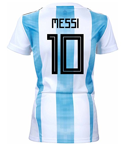 Messi #10 Argentina Home Women's Soccer Jersey- 2018/19 (Small) White