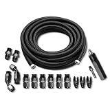 AOOSEDOO 6AN PTFE Fuel Line Kit 25FT 3/8' PTFE LS Swap EFI Fuel Line Fitting Kit E85 Nylon Braided Fuel Hose Kit, Black