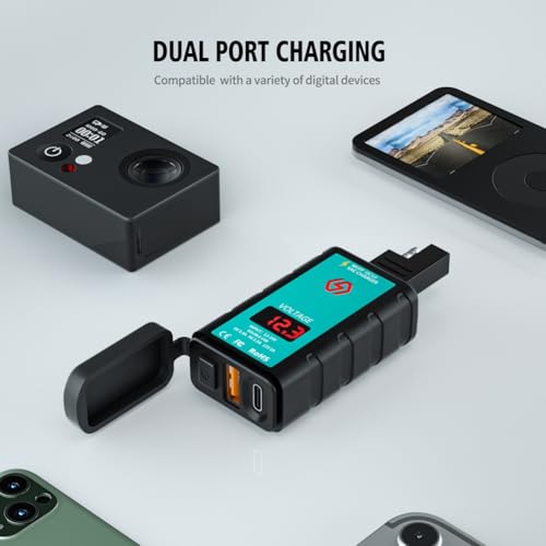Cargador USB Tipo C con carga rápida y voltímetro digital para coche 7