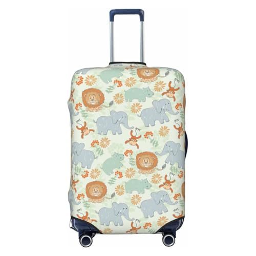 Babies Hand Draw Animals Print Luggage Cover Washable Elasticated Suitcase Covers TSA Approved Stylish Dust and Scratch Resistant Case Protector for Kids and Adults