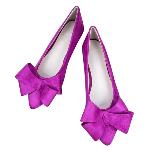 Hee grand Womens Bowknot Pointed Toe Ballet Flats Casual Slip-on Loafers Comfortable Suede Dress Shoes
