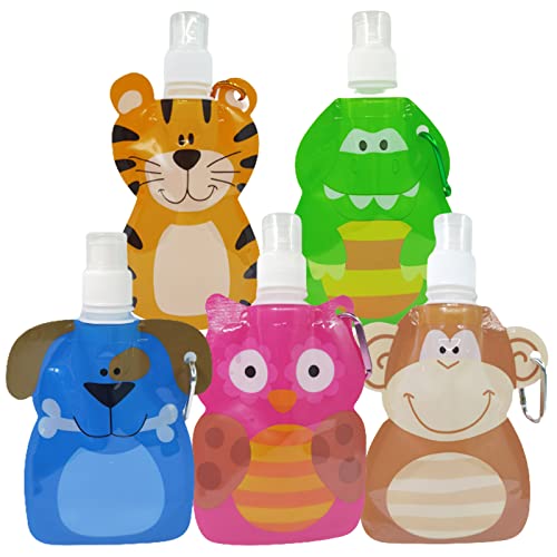 5 Botellas 300Ml de Agua Plegables,Bolsa de HidratacióN Con MosquetóN, Botella de Agua Reutilizable, Bolsa de HidratacióN Plegable PortáTil Con TapóN de Rosca Para Senderismo,Viajes, MontañIsmo Cover