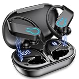 Auriculares Inalámbricos Deportivos Bluetooth 5.3 con Pantalla LED y 120H, Cascos Inalámbricos Bluetooth con Gancho para Running y Gimnasio, Auriculares Deportivos 4 Micrófonos ENC IPX7 Impermeable