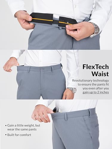 Image of The Pant Project Luxury PV Lycra Stretchable Formal Checks Pants for Men | Stylish Slim Fit Men's Wear Trousers for Office or Party