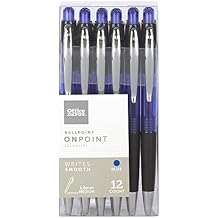 أقلام حبر جاف قابلة للسحب من Office Depot Soft-Grip ، نقطة متوسطة ، 1.0 مم ، برميل أزرق ، حبر أزرق ، عبوة من 12