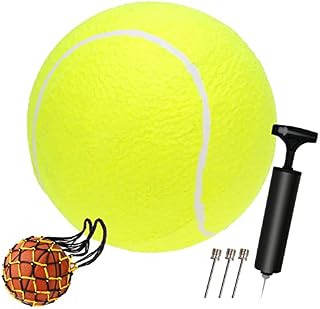 9.5"Oversize Giant Tennis Ball & Air Pump Needle & Storage Net Children Adult Fun Tennis Ball Pet Dog Large Chew Toy Big Giant Durable Rubber Inflatable Launcher Pet Indoor Outdoor Sport Beach