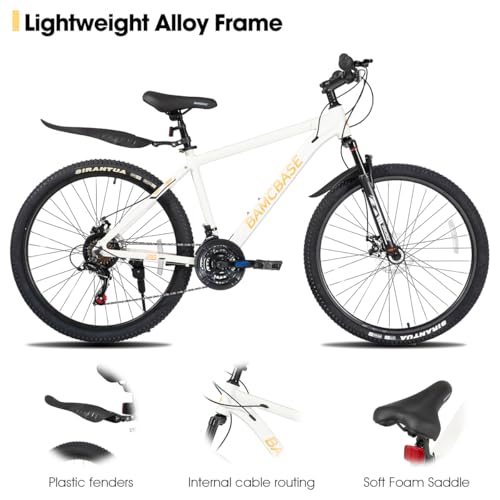 HH HILAND 26 Inch Mountain Bike, Mens and Womens Aluminum Frame MTB with 21 Speeds, Dis Brake, Hardtail Bicycle for Adults White by HH HILAND - Used condition - Image 2