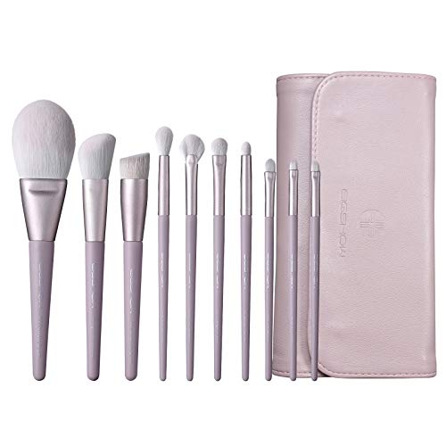 Juego de pinceles de maquillaje, 10 piezas de la serie MORANDI profesional de EIGSHOW con bolsa de cosméticos de cuero para principiantes artistas de maquillaje