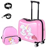 Grande Capacité de Stockage — Constitué d’une valise cabine enfant de dimensions de 47x23x38 cm(L x l x H) et d’un sac à dos de dimensions de 26x30 cm (L x H). Le grand espace de stockage est prévu pour vos enfants.