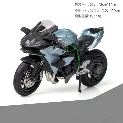 Image of Police Motorcycle Toy - Pull Back Motorcycle Toys, Tiny Gift with Music Lighting, Latte Motorcycles Toy for Kids Boys Age 3-8 Year Old [Multicolor] (1:12 Scale Kawasaki Ninja H2R-Silver)