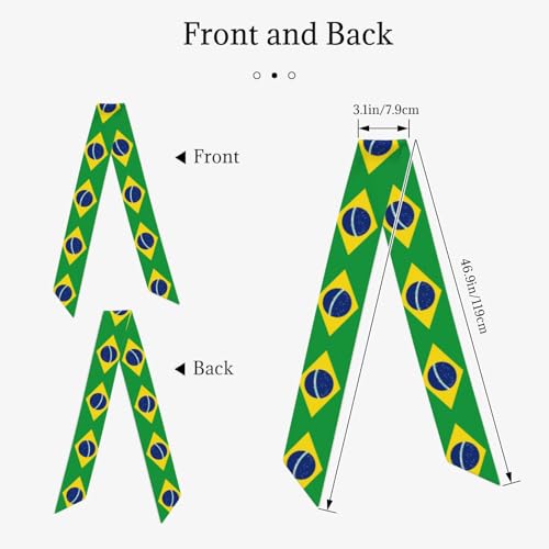 Brazilian flag Prints Silk Scarf for Women 46.9 * 3.1 In Headband2