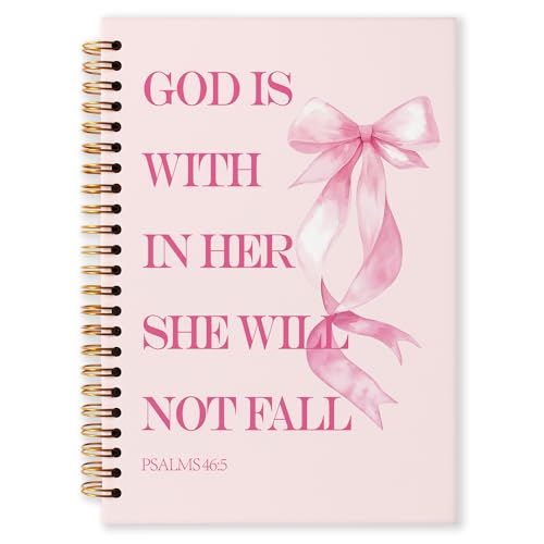 Grace Yonks Pink Bow Inspirational Bibles Journal Notebook, A5 Christian
