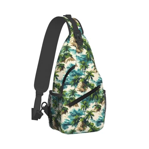 Petit sac à bandoulière réglable imprimé hawaïen pour voyage et sport