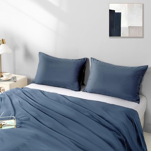Image of 2 Pack Microfiber Standard Size Zipper Pillowcases,Slate Blue Pillow Case Set of 2,Soft Comfortable Not Shrink Pillow Cases Standard,Breathable Luxury Pillow Covers(20x26 Inches)