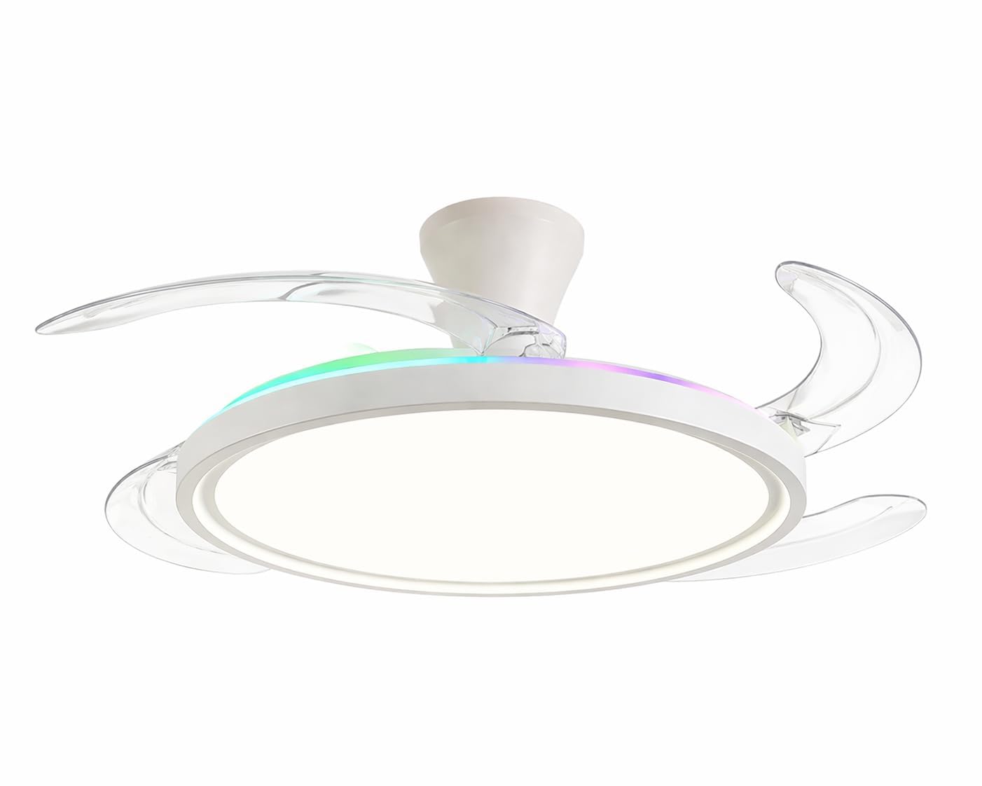 DUPI Ventilador de Techo con Luz LED COSMOS RGB | Motor DC Silencioso | Función Verano e Invierno | 6 Velocidades | Programable | Aspas Retráctiles | Mando a Distancia | Blanco RGB