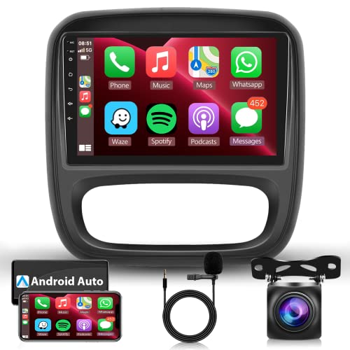 Android 11 Autoradio 2 Din pour Opel Vivaro Renault Trafic Fiat Talento Nissan NV300 avec Apple Carplay Android Auto Navi GPS Canbus 9 Pouces Autoradio avec Bluetooth WiFi/FM/RDS/Dab+ Caméra de Recul