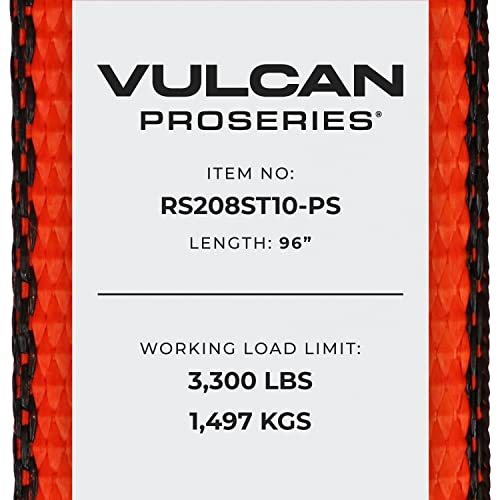 Vulcan Car Tie Down With Twisted Snap Hooks - 2 Inch X 96 Inch - 2 Pack - Proseries - 3,300 Pound Safe Working Load #TOP7