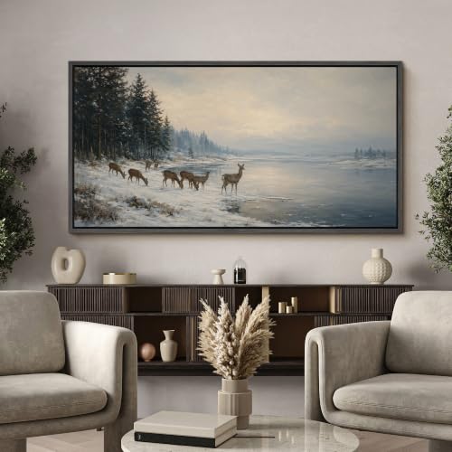Image of MUDECOR Extra Large Framed Canvas Print Wall Art Deer Art for Living Room