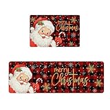WDEHPBZ Christmas Kitchen Rugs Set of 2 Christmas Decoration, Winter Home Decor Low Christmas Kitchen Mat Non Skid Washable Profile Kitchen Rugs for Floor(16x59&16'x24')