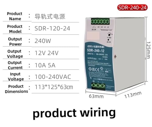 Alimentation rail DIN SDR-120-24 24V 5A bloc de commutation 120W - 3