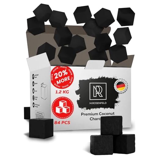 Hookah Charcoal Hookah Coals Coconut – XL Pack 84 Count & 1.2 KG (2.6 lbs) – Premium Quality 25mm (1x1x1 in) – 100% Natural Coconut Coals for Hookah Cubes – NOT Quick Light