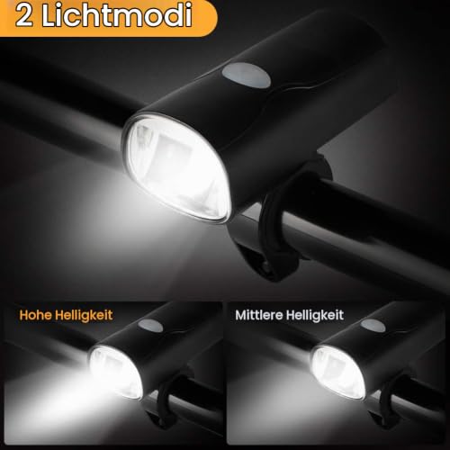 Opard Fahrradlicht, Fahrradbeleuchtung LED, 2 Licht-Modi Fahrradlampe USB aufladbar/StVZO Zugelassen...