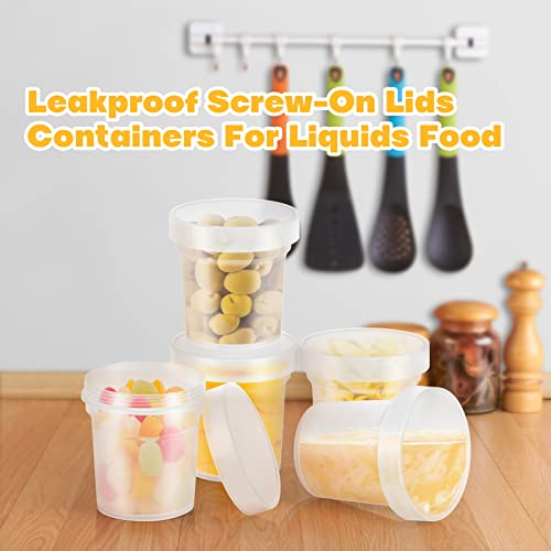 Glcon [16 Oz 5 Pack Twist Cap Food Soup Storage Containers With Lids Reusable Freezer Containers For Food With Screw On Lids, Freezer Container Leak Proof, Airtight Bpa Free #TOP5