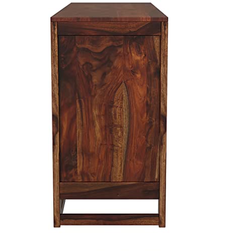 Image of Solid Sheesham Wood Free Standing Multipurpose Storage Sideboard Cabinets with 2 Door & 4 Storage Drawers Cabinet for Living Room Home and Office Teak Finish