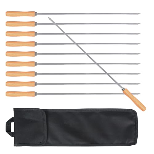 良木工房(YOSHIKI) 木製 バーベキュー 串 焼き串 バーベキューセット ステンレス製 キャンプ用 BBQツール バーベキュー用品 10本セット 42cm bbqセット アウトドア SDGs エコ素材 YK-BQ10