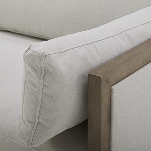 Amazon Brand – Stone & Beam Coast Wood-Trimmed Contemporary Living Room Accent Chair With Armrest Pillows, 40"W, Chalk #TOP4