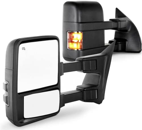 Towing Mirror for Ford for F250 for F350 for F450 for F550 Super Duty Power Heated Driver and Passenger Side Mirror Smoke Turn Signal Lights Mirror 2008 2009 2010 2011 2012 2013 2014 2015 2016