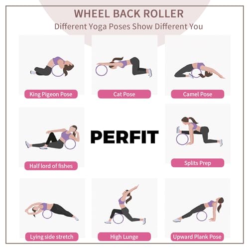 Yoga Wheel - Back Stretcher Back Roller Wheel for Deep Tissue Massage Foam Roller for Back Pain Relief & Stretching - Back Cracker Wheel or Back Cracking Device Pink 12''