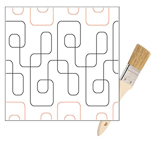 Quilting Pantographs Pattern Paper Roll - for Longarm Quilting Machines - Easy Rectangles Design Quilt Pantograph - Set Includes Long Arm Quilters Sewing Machine Rails and Tracks Cleaning Brush