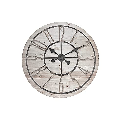 ih casa décor Round MDF 13" Wall (Wood Plank) Clocks,