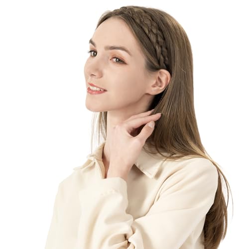 Bobiya BOBIYA-5 Strands Synthetic Hair Braided Headband Classic Chunky Wide Plaited Braids Elastic Stretch Hairpiece thumb #4