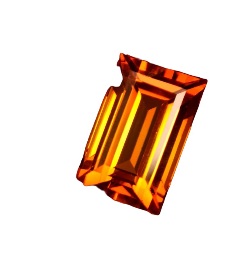 Saphir orange naturel en forme émeraude pour créer votre bague de fiançailles