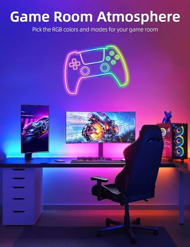Image of Lamomo Led Strip Lights, 16.4Ft RGB Neon Led Lights for Bedroom, 12v App Control Music Sync Color Changing Rope Light Work with Alexa, Waterproof Flex Neon Sign for Indoor Decor（Without Power Adapter）
